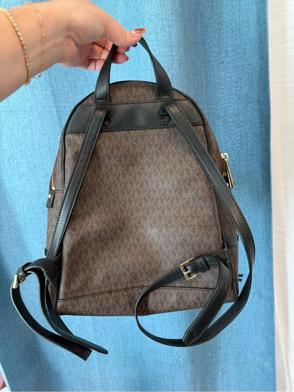 Michael Kors Brown Logo Mini Backpack with Gold Hardware
